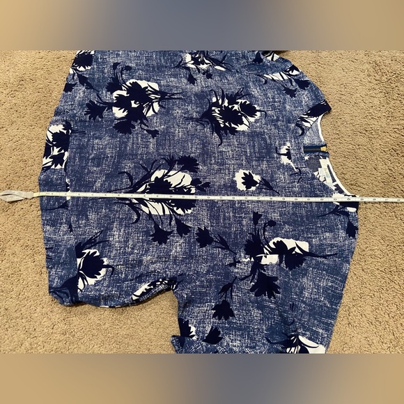 Boden Crop Top Women's US Plus Size 18 Short Sleeve Blouse Blue Floral Zipper - Picture 8 of 8